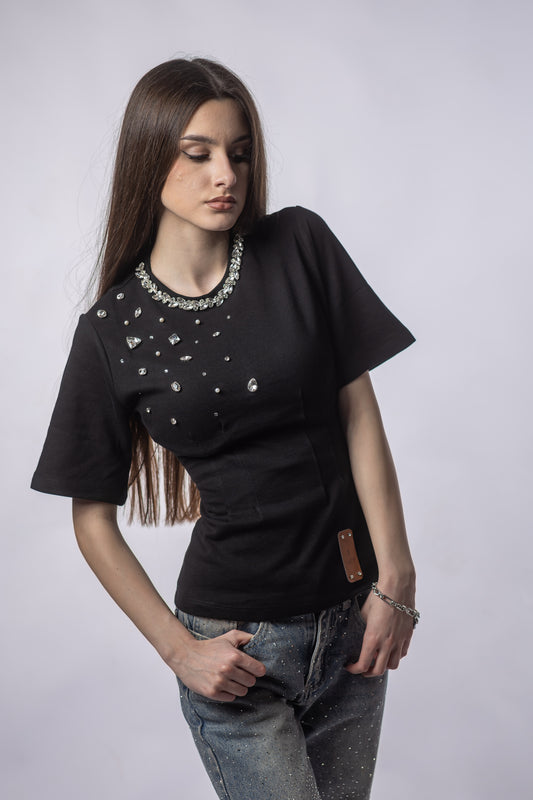 Tricou Cambrat CRYSTAL EDGE – Cristale & Spate Tip Corset