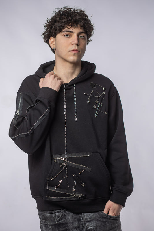 Hanorac ZAYNE – Lanțuri, Fermoare & Detalii Metalice