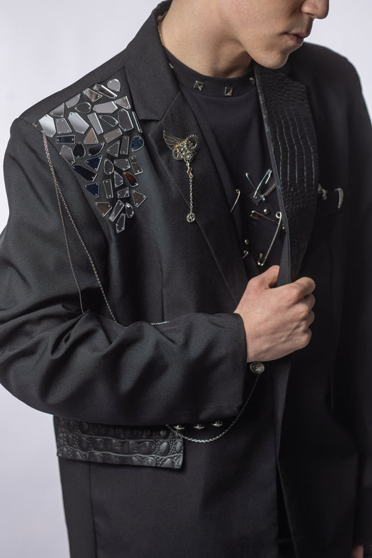 Sacou Bărbați ONYX – Detalii Metalice & Accente Texturate