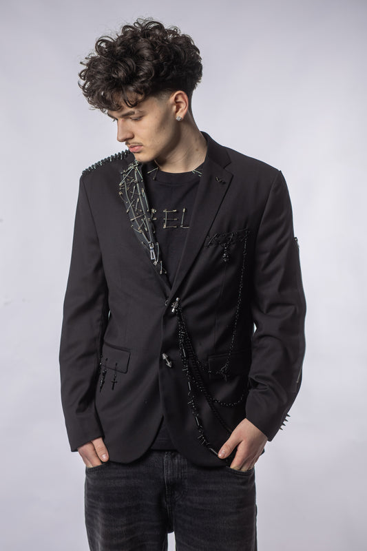 Sacou Bărbați KANE – Ținte, Lanțuri & Detalii Asimetrice