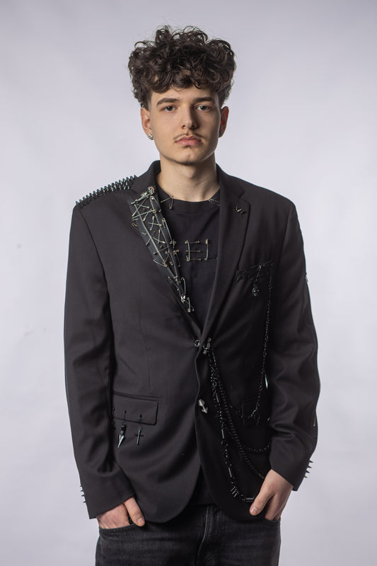 Sacou Bărbați KANE – Ținte, Lanțuri & Detalii Asimetrice