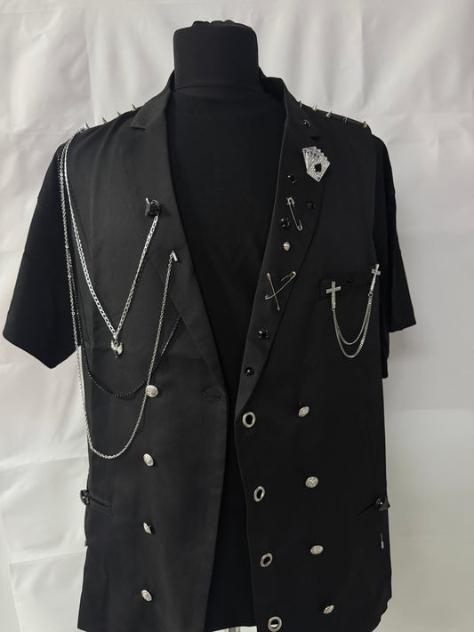 Vestă DRAKE – Sacou Fără Mâneci cu Lanțuri & Detalii Metalice