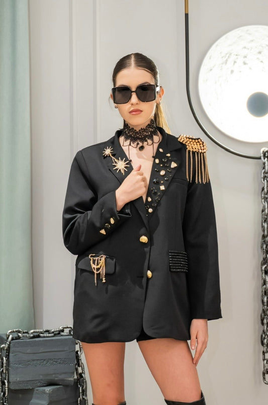 Sacou Oversized CROMHEARTS – Cristale & Detalii Metalice