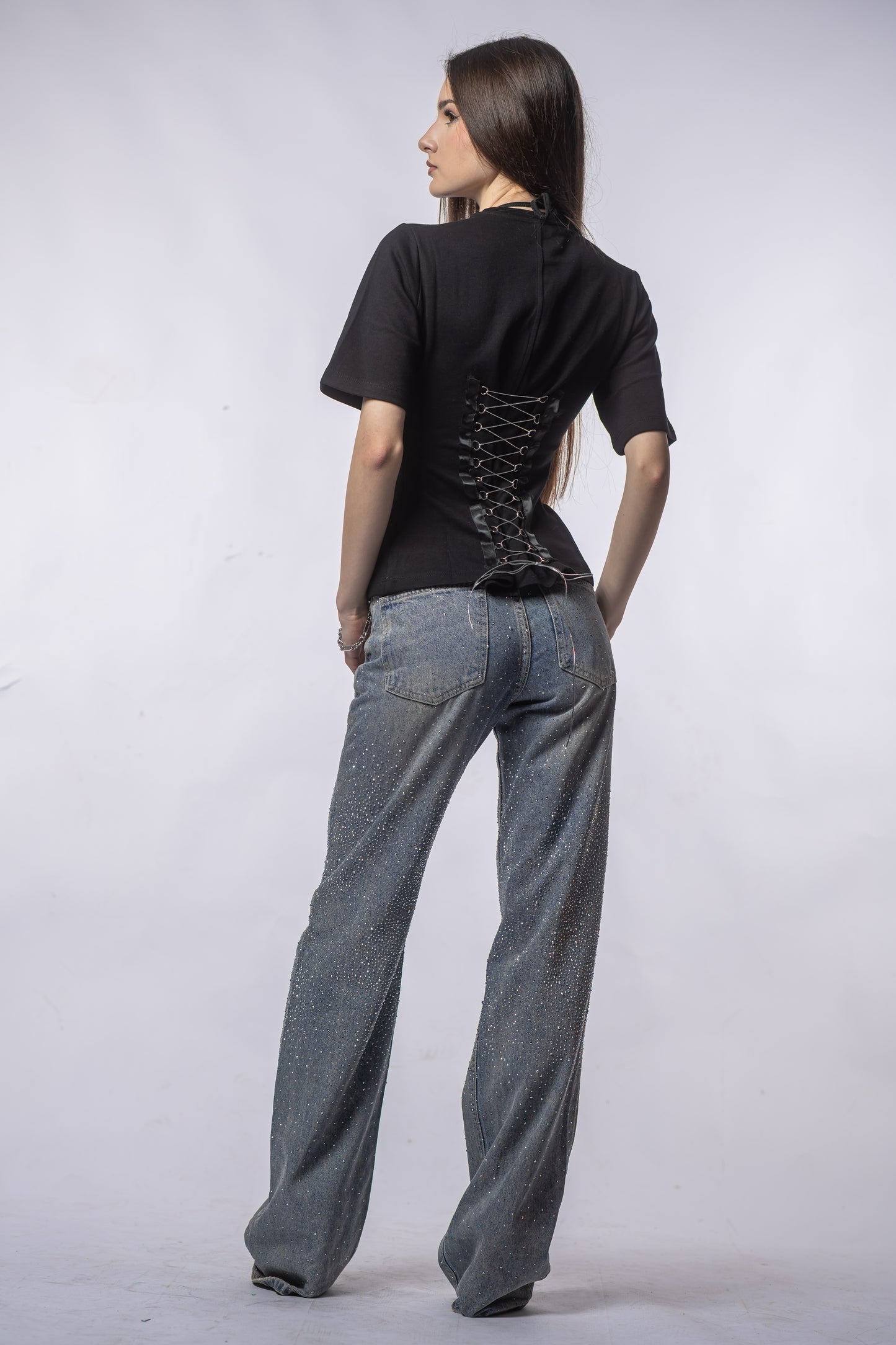 Tricou Cambrat CRYSTAL EDGE – Cristale & Spate Tip Corset