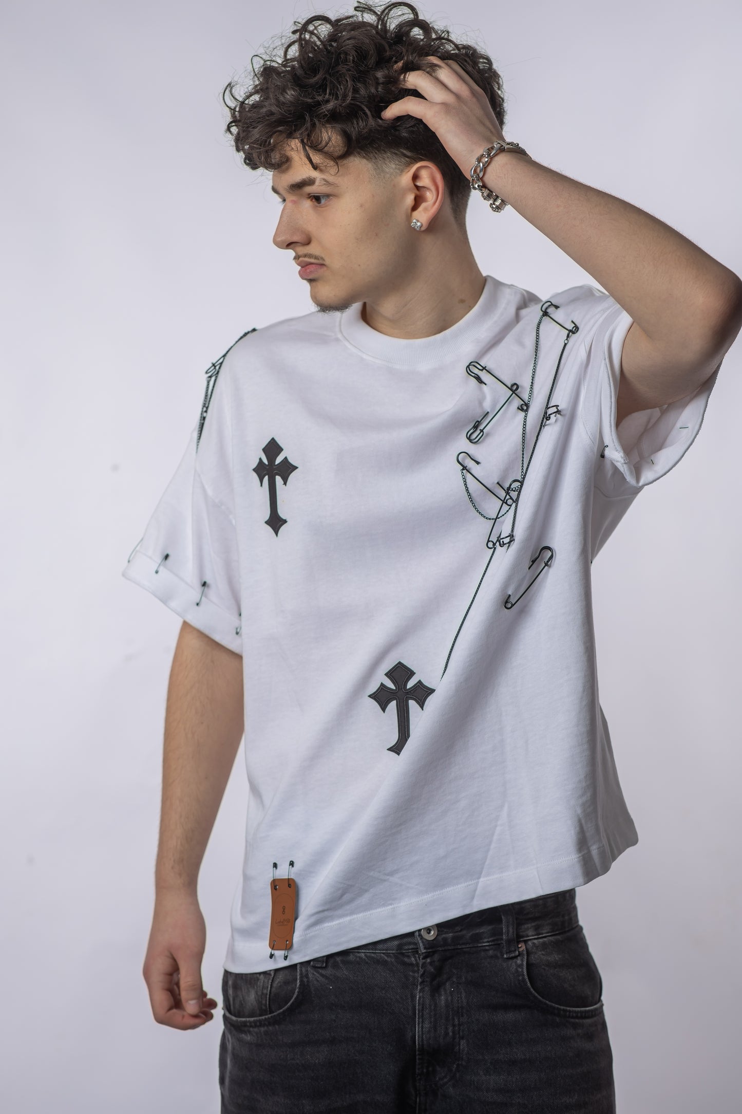 Tricou Oversized CROSS PINS – Print Crucifix & Ace Metalice