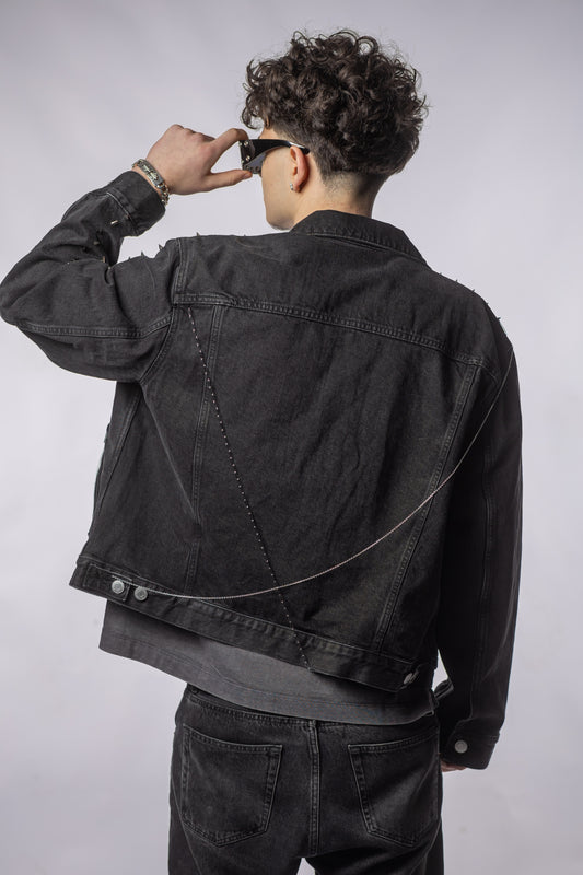 Jachetă Denim STUDDED – Ținte, Piele & Detalii Metalice