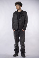 Sacou Bărbați NOCTUS – Satinat, Cristale Negre & Design Geometric