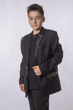 Sacou Bărbați REBEL NOIR – Lanțuri & Aplicații Metalice