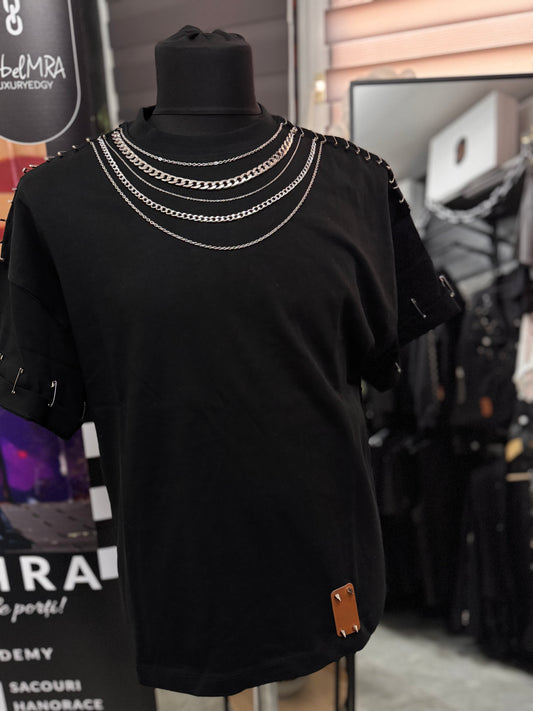 Tricou Oversized MGK – Lanțuri Metalice & Accente Rock