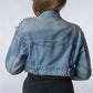 Jachetă Denim Cropped SILVER – Ținte Metalice & Design Statement